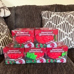 Squeezy Strawberry Plush Toy - Red and Green